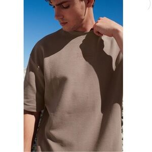 NEXT Textured Relaxed Fit Brown Heavyweight Short Sleeve Shirt Men’s Small